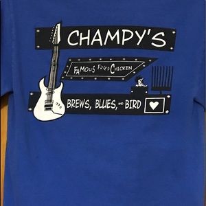 Champy's Fried Chicken Blue T-shirt
Blues, Brews and Bird  
Small 
100% Cotton